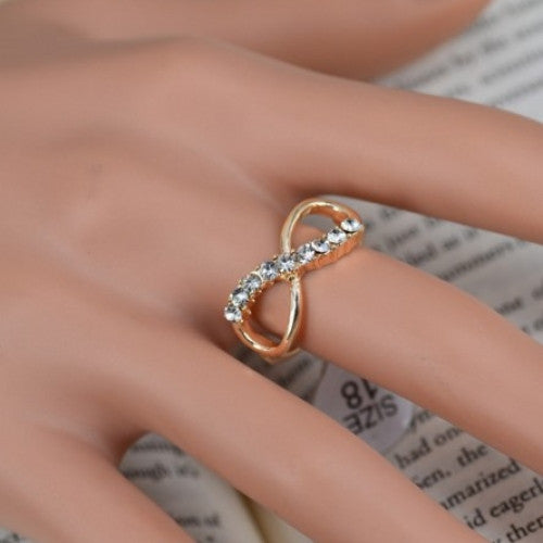 Fashion Jewelry 8 infinity with crystal rings Golden Size 16mm-19mm