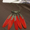 Bohemia Style Feather Leaves Pendant Necklace