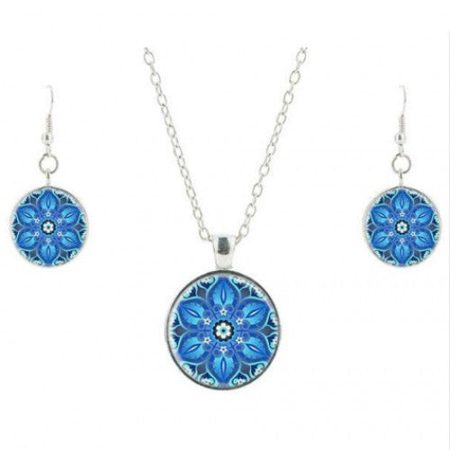 Blue Lotus Glass Jewelry Set