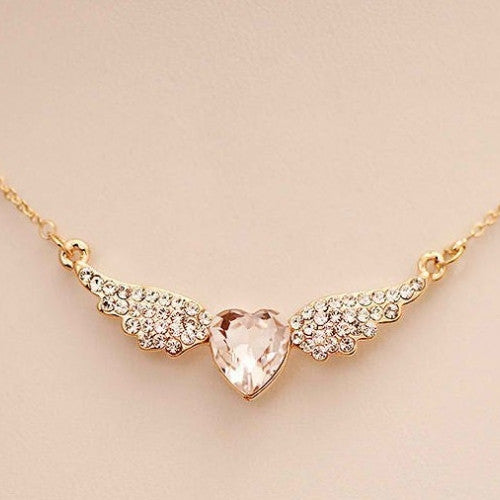 Angel Wings Gold Plated - Heart Shape Necklace